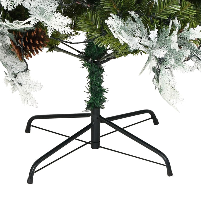 Albero di Natale Preilluminato con Pigne Verde 195 cm PVC e PE 344297