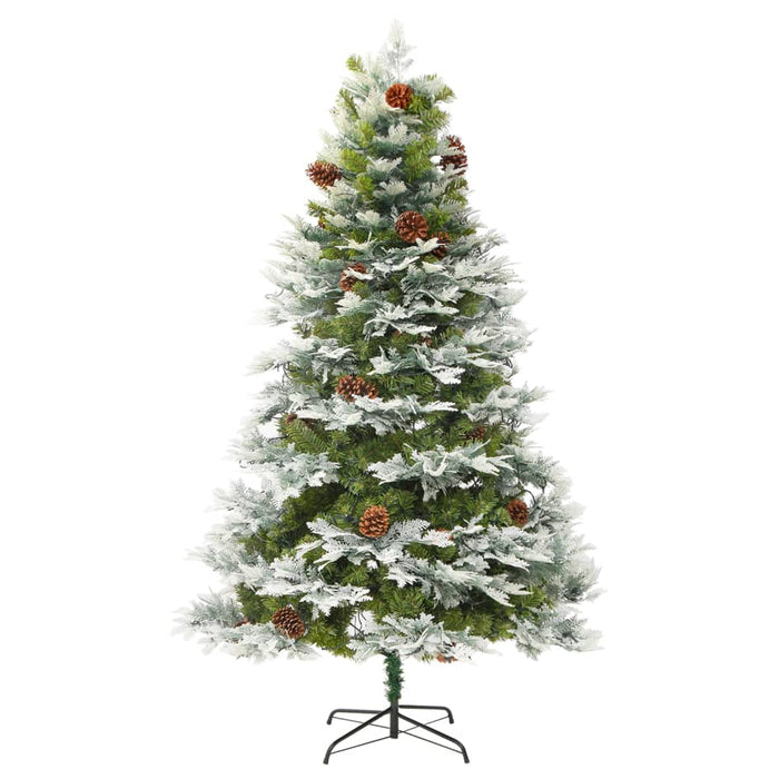 Albero di Natale Preilluminato con Pigne Verde 225 cm PVC e PE 344298