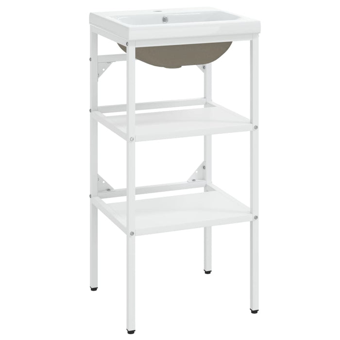 Telaio per Lavabo da Bagno con Lavabo Integrato Bianco in Ferro cod mxl 62907