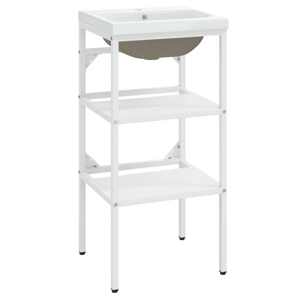 Telaio per Lavabo da Bagno con Lavabo Integrato Bianco in Ferro 3101373