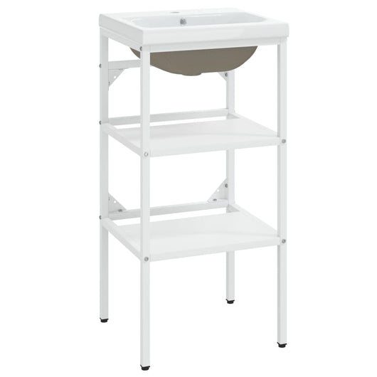 Telaio per Lavabo da Bagno con Lavabo Integrato Bianco in Ferro 3101373