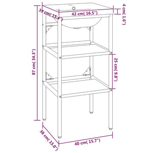 Telaio per Lavabo da Bagno con Lavabo Integrato Bianco in Ferro 3101373