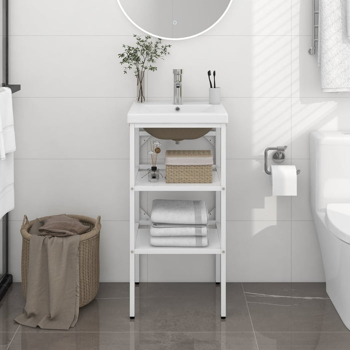 Telaio per Lavabo da Bagno con Lavabo Integrato Bianco in Ferro cod mxl 62907