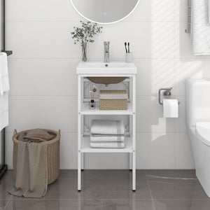 Telaio per Lavabo da Bagno con Lavabo Integrato Bianco in Ferro 3101373