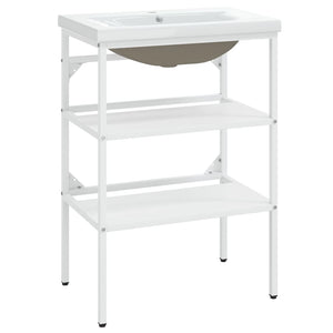 Struttura lavabo bagno 59 x 38 x 83 cm lavabo da incasso ferro bianco 02_0006776