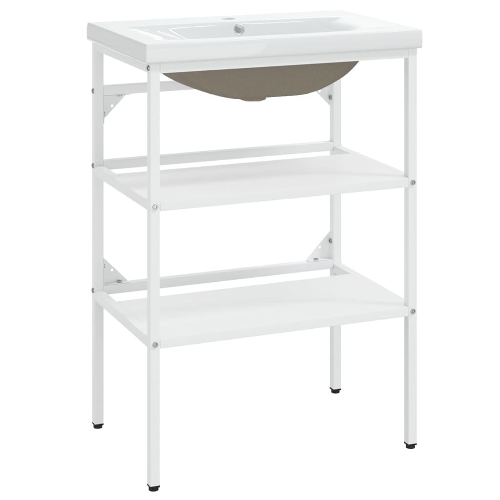 Telaio per Lavabo da Bagno con Lavabo Integrato Bianco in Ferro cod mxl 71913