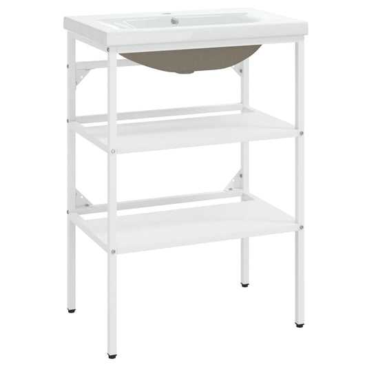 Telaio per Lavabo da Bagno con Lavabo Integrato Bianco in Ferro cod mxl 71913