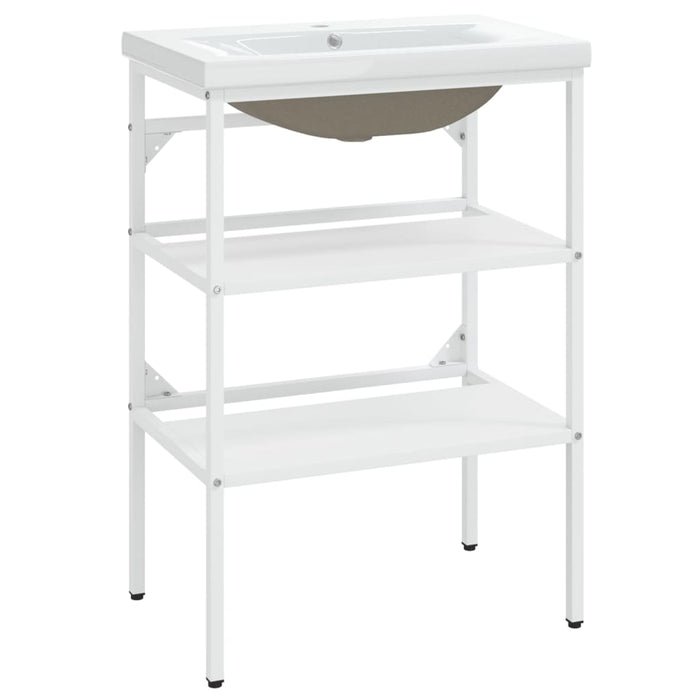 Telaio per Lavabo da Bagno con Lavabo Integrato Bianco in Ferro cod mxl 71913