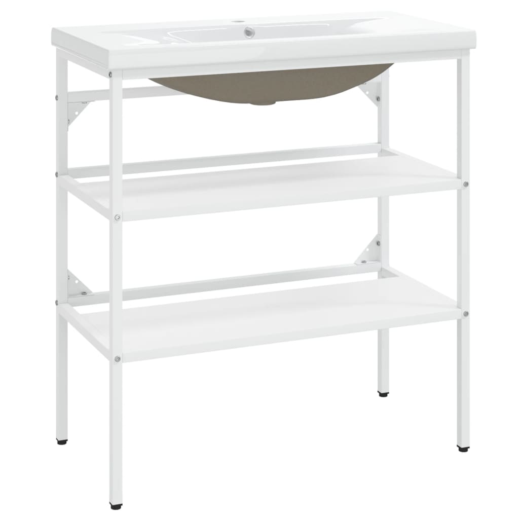 Telaio per Lavabo da Bagno con Lavabo Integrato Bianco in Ferro cod mxl 63589