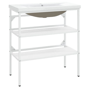 Telaio per Lavabo da Bagno con Lavabo Integrato Bianco in Ferro cod mxl 63589