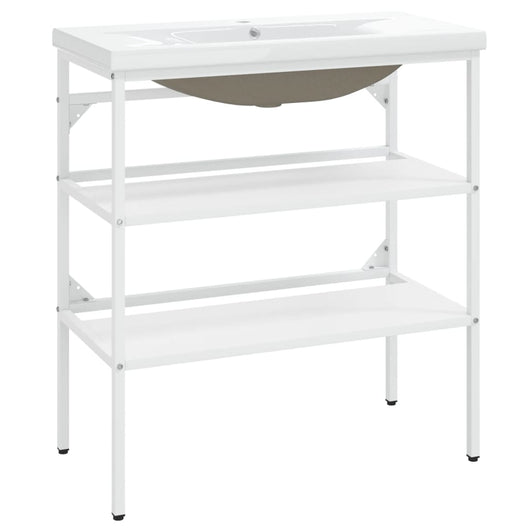 Telaio per Lavabo da Bagno con Lavabo Integrato Bianco in Ferro 3101375