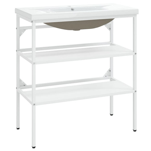 Lavabo bagno struttura 79 x 38 x 83 cm lavabo incasso ferro bianco 02_0006771