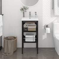 Telaio per Lavabo da Bagno con Lavabo Integrato Nero in Ferro cod mxl 64631