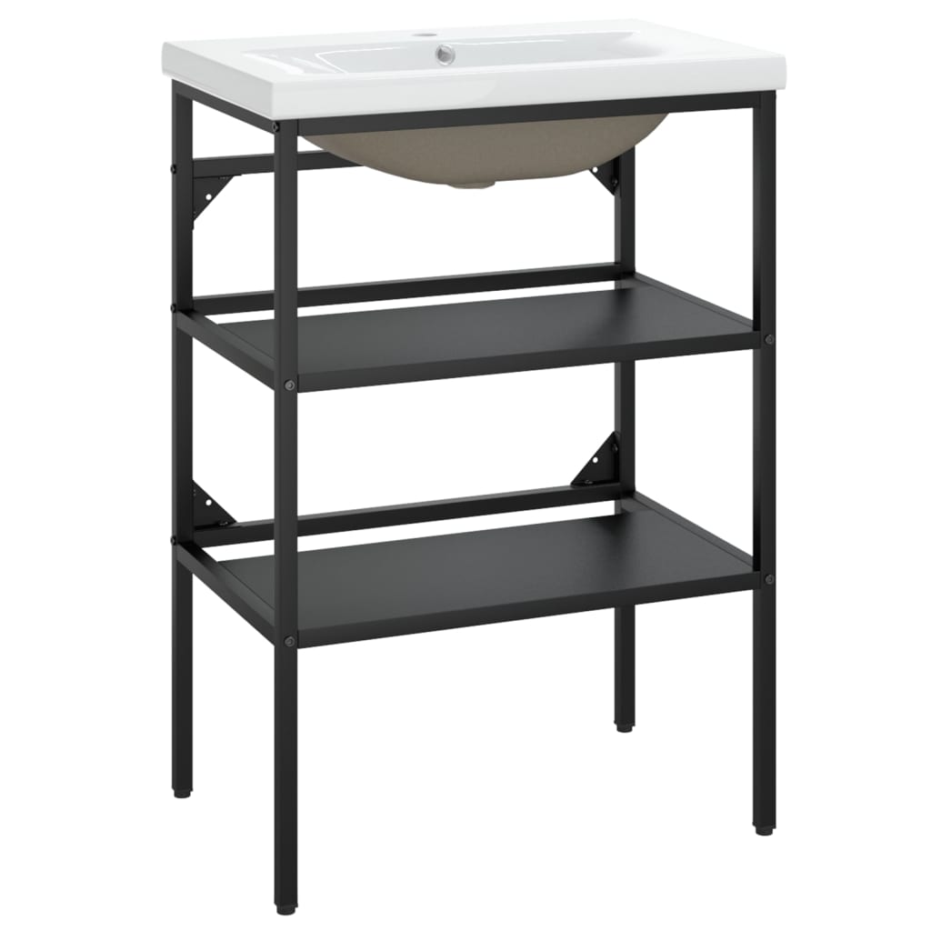 Struttura lavabo bagno 59 x 38 x 83 cm lavabo incasso ferro nero 02_0006782