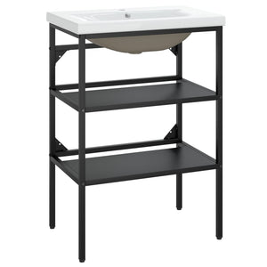 Struttura lavabo bagno 59 x 38 x 83 cm lavabo incasso ferro nero 02_0006782