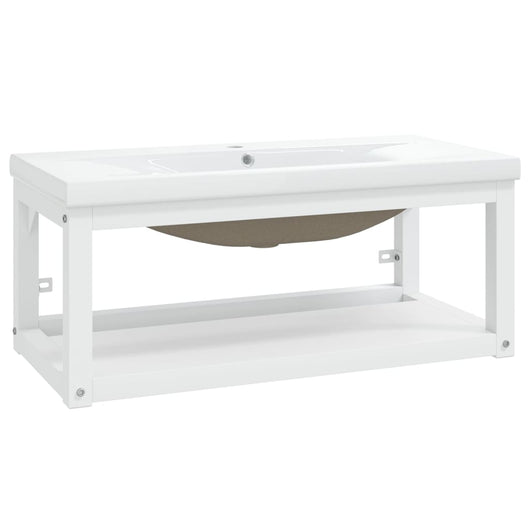 Telaio per Lavabo da Bagno con Lavabo Integrato Bianco in Ferro cod mxl 63586