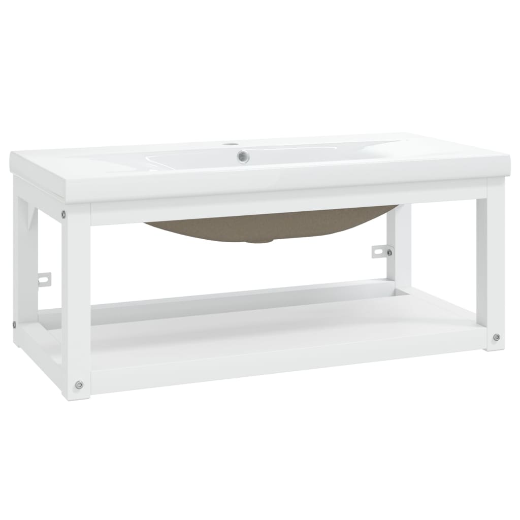 Lavabo bagno telaio lavabo incasso 79 x 38 x 31 cm ferro bianco 02_0006775