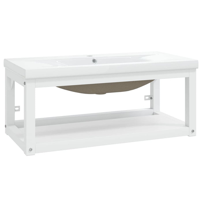 Lavabo bagno telaio lavabo incasso 79 x 38 x 31 cm ferro bianco 02_0006775