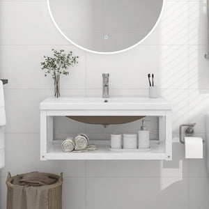 Telaio per Lavabo da Bagno con Lavabo Integrato Bianco in Ferro cod mxl 63586