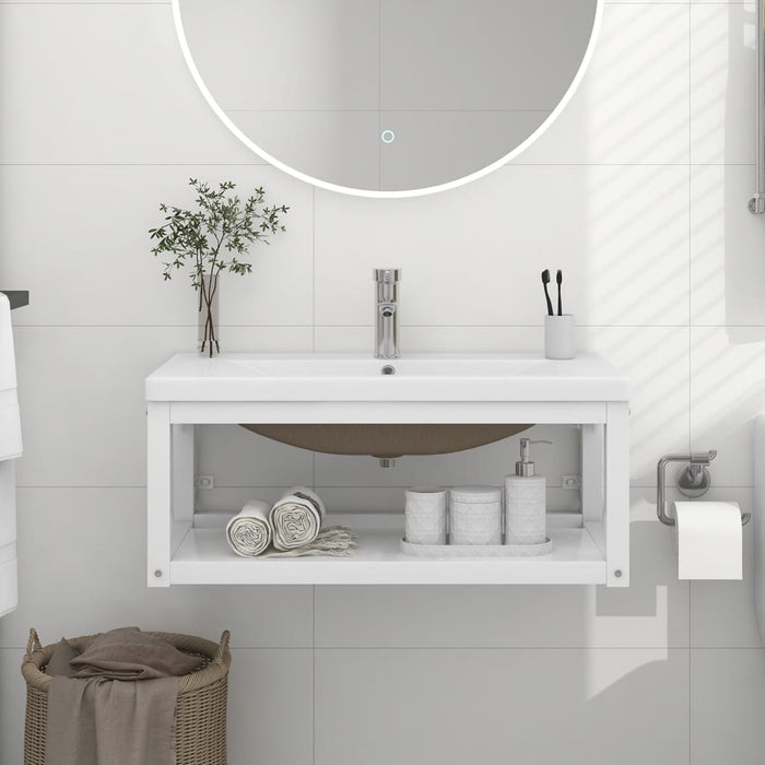 Telaio per Lavabo da Bagno con Lavabo Integrato Bianco in Ferro cod mxl 63586