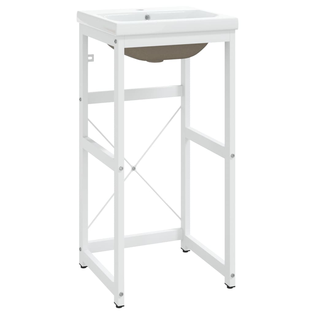 Telaio per Lavabo da Bagno con Lavabo Integrato Bianco in Ferro 3101385