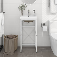 Telaio per Lavabo da Bagno con Lavabo Integrato Bianco in Ferro 3101385