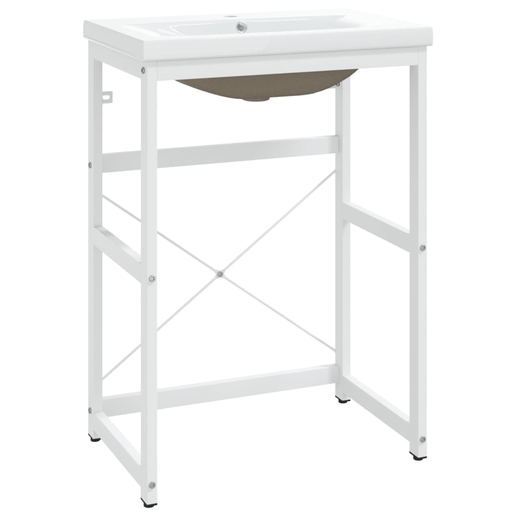 Telaio per Lavabo da Bagno con Lavabo Integrato Bianco in Ferro cod mxl 71949