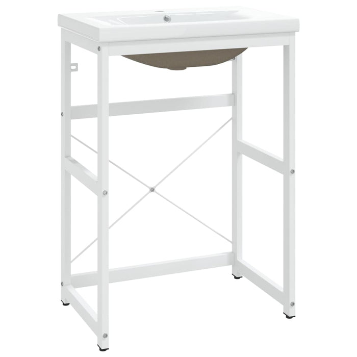 Lavabo bagno struttura 59 x 38 x 83 cm lavabo incasso ferro bianco 02_0006769