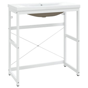 Telaio per Lavabo da Bagno con Lavabo Integrato-Struttura per Lavabo da Bagno Bianco in Ferro 181381