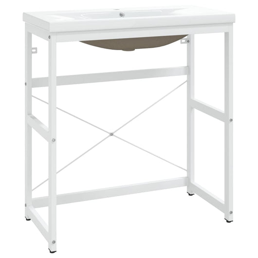 Telaio per Lavabo da Bagno con Lavabo Integrato-Struttura per Lavabo da Bagno Bianco in Ferro 181381