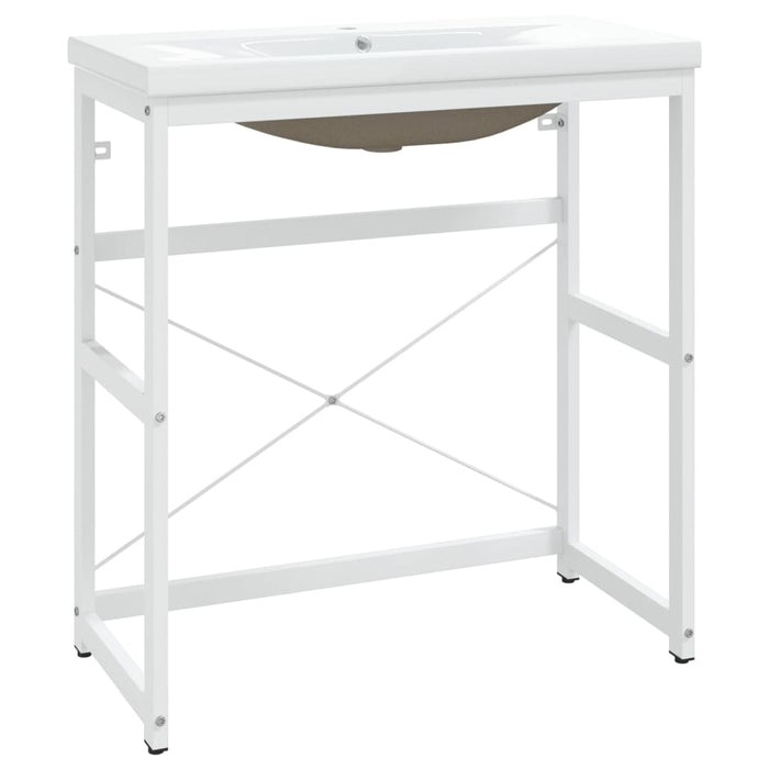 Telaio per Lavabo da Bagno con Lavabo Integrato-Struttura per Lavabo da Bagno Bianco in Ferro 181381