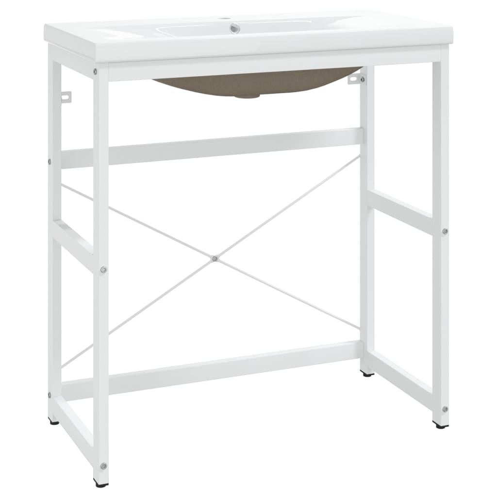 Struttura lavabo bagno 81 x 39,5 x 18,5 cm lavabo incasso ferro bianco 02_0006774