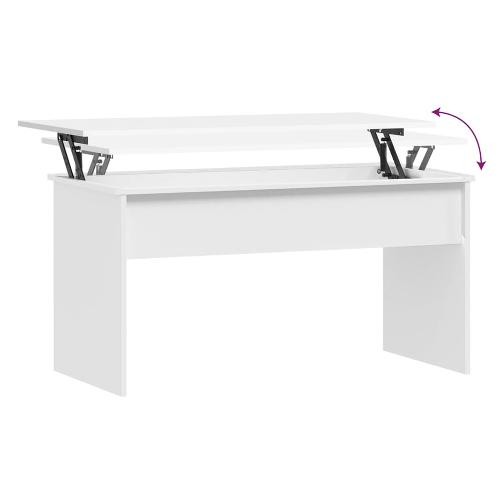 Tavolino da Salotto Bianco 102x50,5x52,5cm in Legno Multistrato 809629