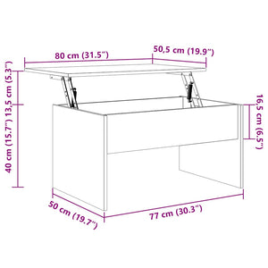 Tavolino Grigio Cemento 80x50,5x41,5 cm in Legno Multistrato cod mxl 8845