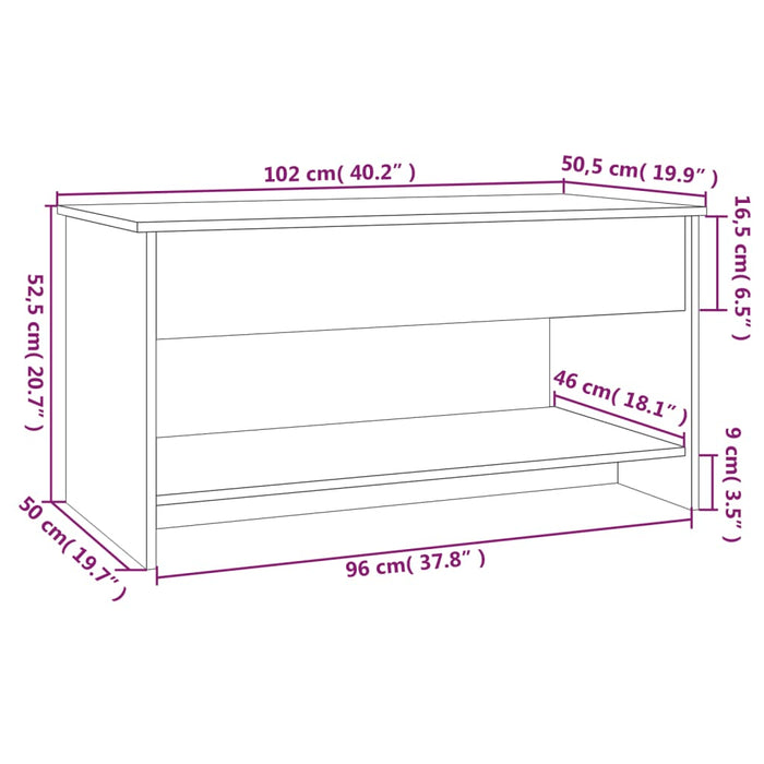 Tavolino da Salotto Bianco 102x50x52,5 cm in Legno Multistrato 809647