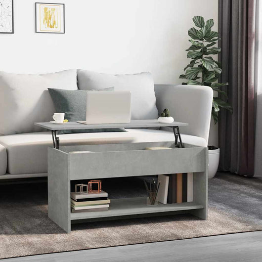 Tavolino Salotto-Tavolino da soggiorno-Tavolo Grigio Cemento 102x50x52,5cm Legno Multistrato