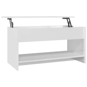 Tavolino Salotto Bianco Lucido 102x50x52,5 cm Legno Multistrato 809653