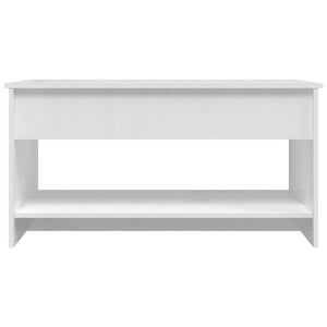 Tavolino Salotto Bianco Lucido 102x50x52,5 cm Legno Multistrato 809653