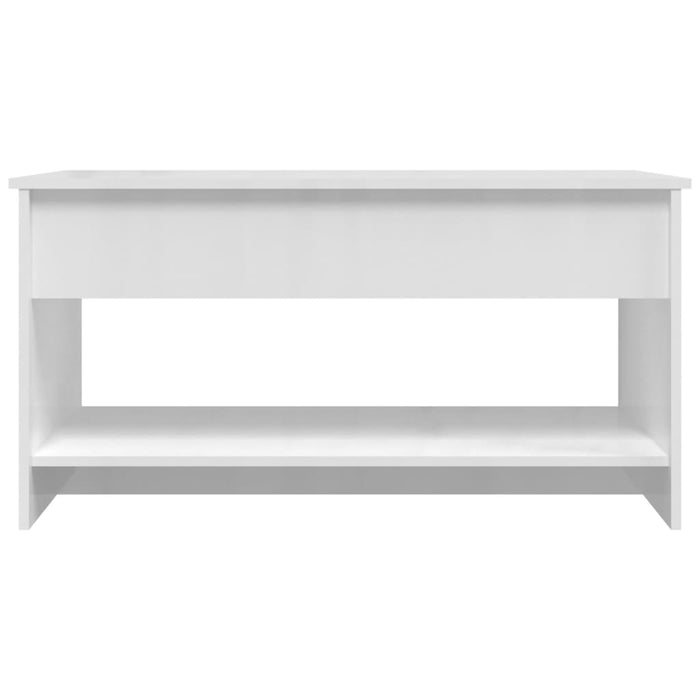 Tavolino Salotto Bianco Lucido 102x50x52,5 cm Legno Multistrato 809653