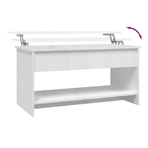Tavolino Salotto Bianco Lucido 102x50x52,5 cm Legno Multistrato 809653