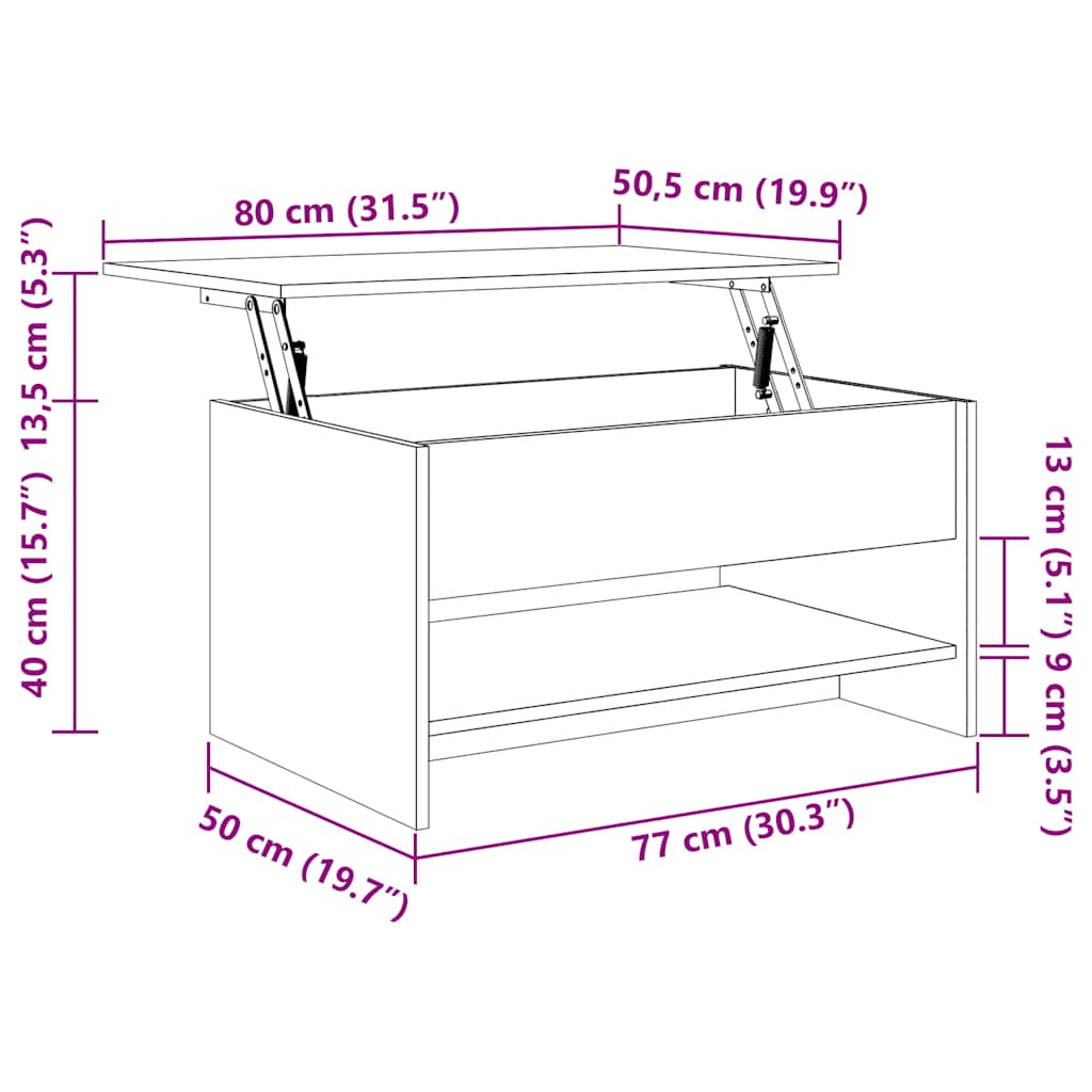 Tavolino da Salotto Grigio Cemento 80x50x40cm Legno Multistrato cod mxl 19859