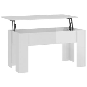 Tavolino Salotto Bianco Lucido 101x49x52 cm Legno Multistrato 809689