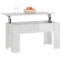 Tavolino Salotto Bianco Lucido 101x49x52 cm Legno Multistrato 809689