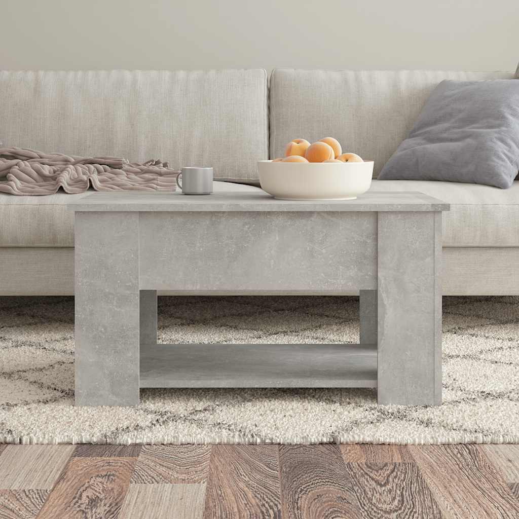 Tavolino da Salotto-Tavolino da soggiorno-Tavolo Grigio Cemento 79x49x41cm Legno Multistrato