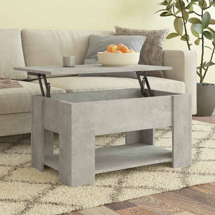 Tavolino da Salotto-Tavolino da soggiorno-Tavolo Grigio Cemento 79x49x41cm Legno Multistrato