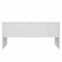 Tavolino Bianco Lucido 102x50,5x46,5 cm in Legno Multistrato