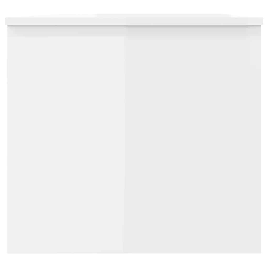 Tavolino Bianco Lucido 102x50,5x46,5 cm in Legno Multistrato