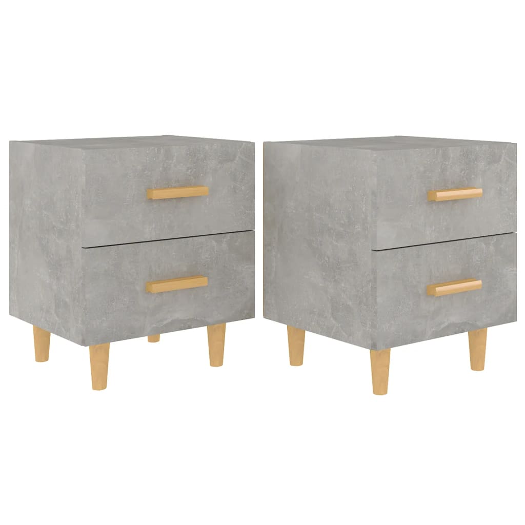 Comodini 2 pz-Set di 2 Tavolino da notte Grigio Cemento 40x35x47,5 cm