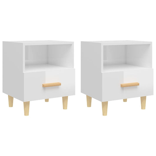 Comodini 2 pz in Bianco Lucido 40x35x47 cm 812019