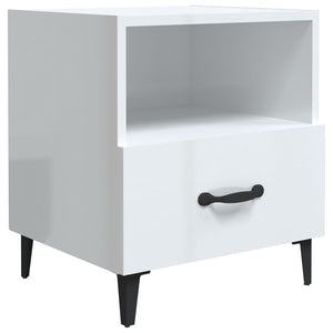 Comodini 2 pz Bianco Lucido in Legno Multistrato 812037